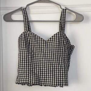 Zip up checkered crop top